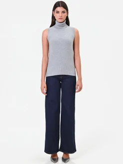 MAGLIA DOLCEVITA SMANICATA GRIGIO CHIARO