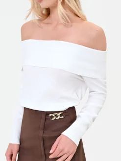 MAGLIA PANNA BIANCO CON SCOLLO OMERALE