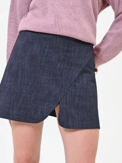 MINIGONNA BLU NAVY A PORTAFOGLIO