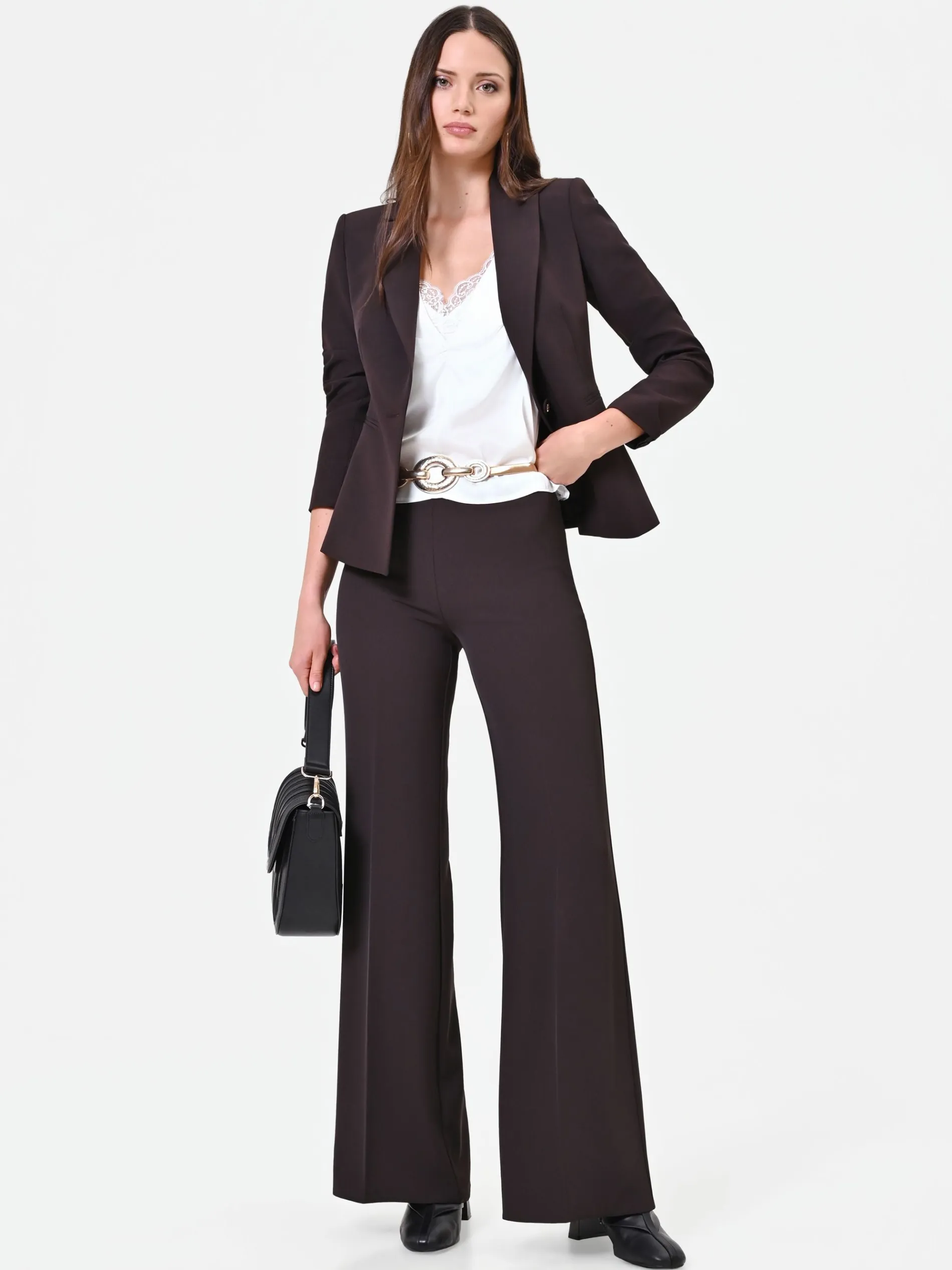 PANTALONE A GAMBA LARGA MORO MARRONE