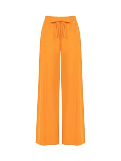 PANTALONE A PALAZZO ARANCIONE IN LINO