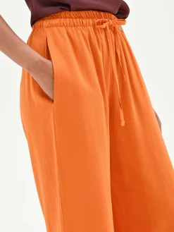 PANTALONE A PALAZZO ARANCIONE IN LINO