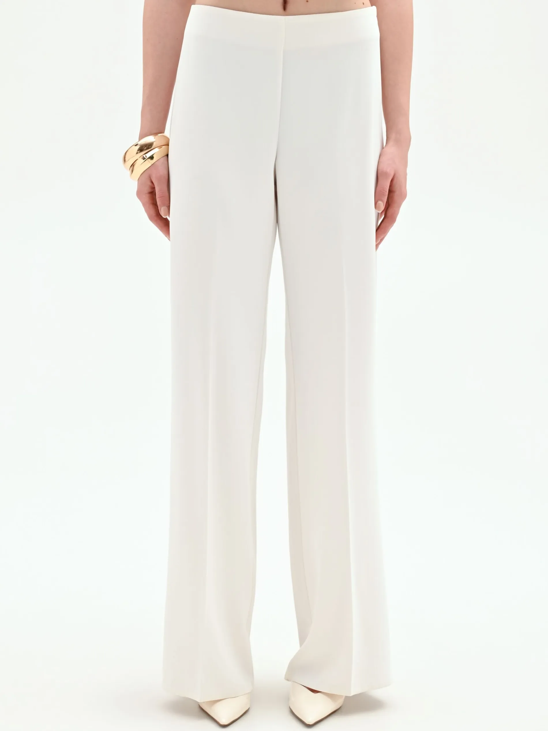 PANTALONE A PALAZZO BIANCO CON PIEGA STIRATA