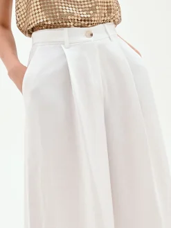 PANTALONE A PALAZZO BIANCO IN VISCOSA