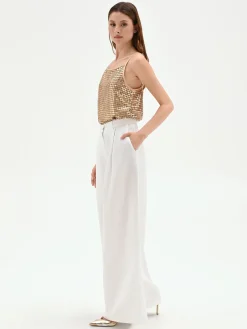 PANTALONE A PALAZZO BIANCO IN VISCOSA