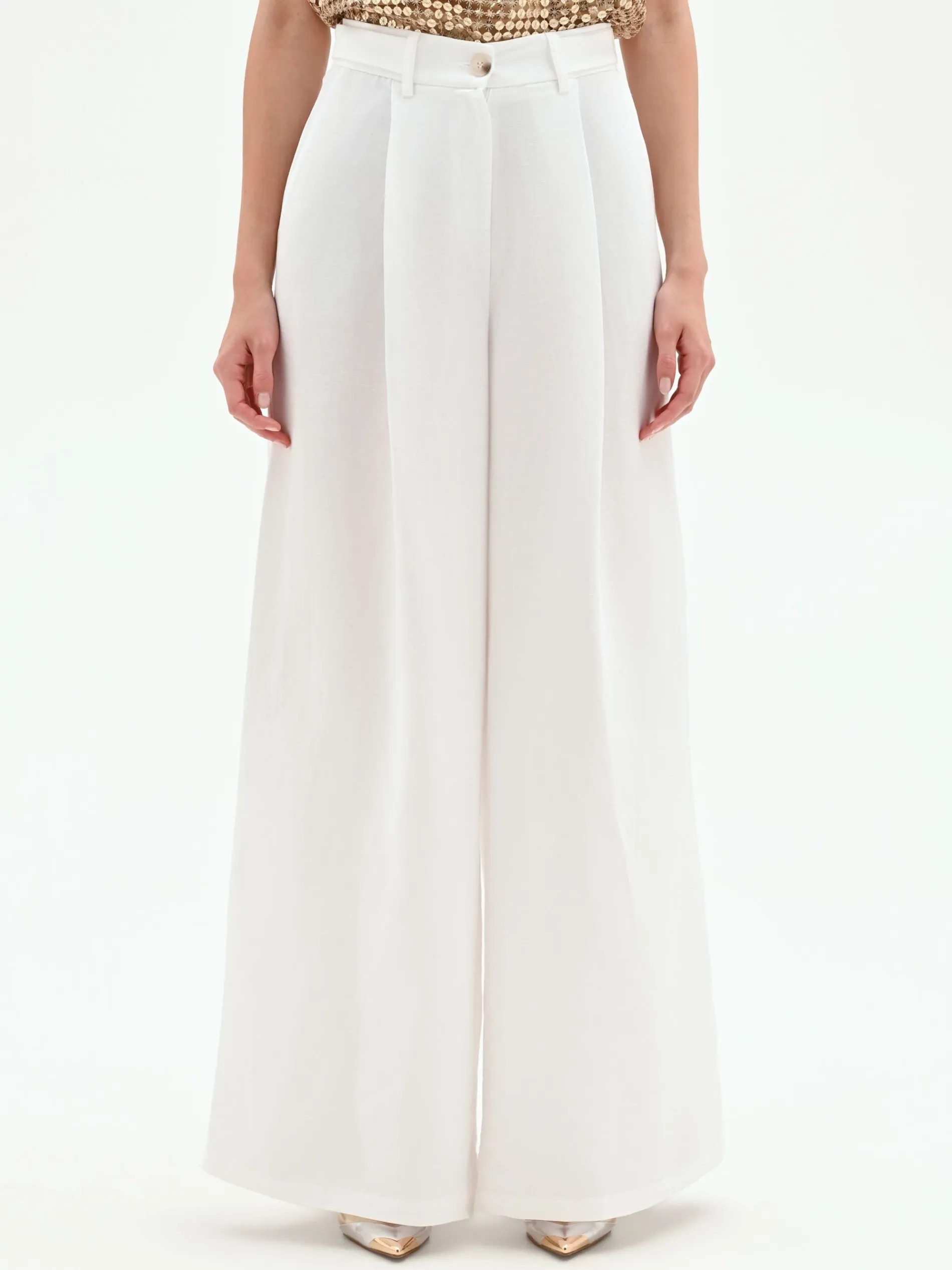 PANTALONE A PALAZZO BIANCO IN VISCOSA