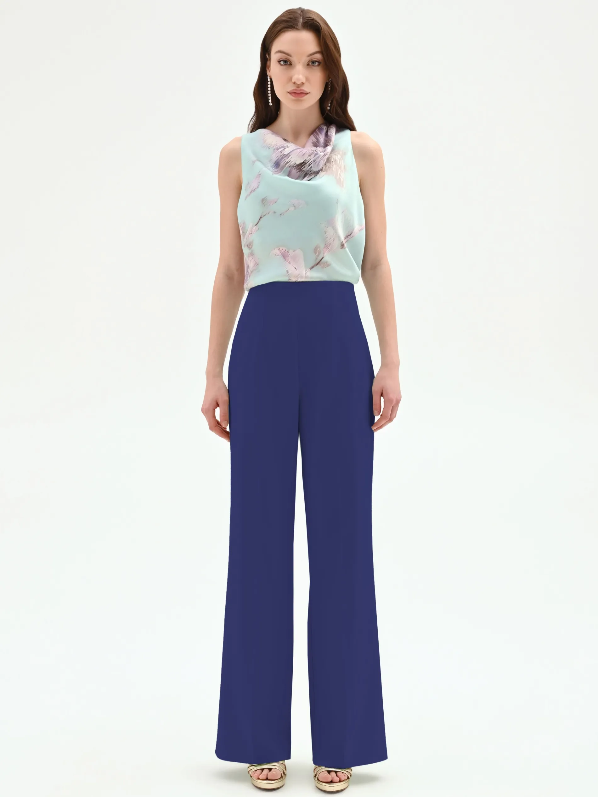 PANTALONE A PALAZZO BLU BRILLANTE