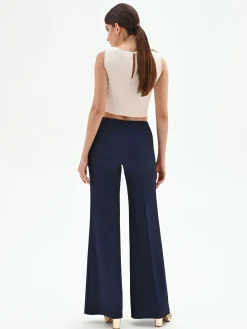 PANTALONE A PALAZZO BLU CON PIEGA STIRATA