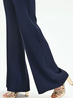 PANTALONE A PALAZZO BLU CON PIEGA STIRATA