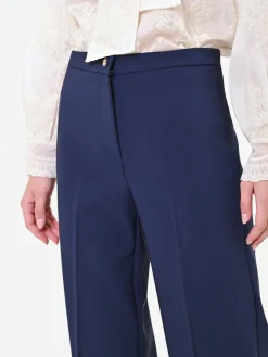 PANTALONE A PALAZZO BLU NAVY CON PIEGA STIRATA