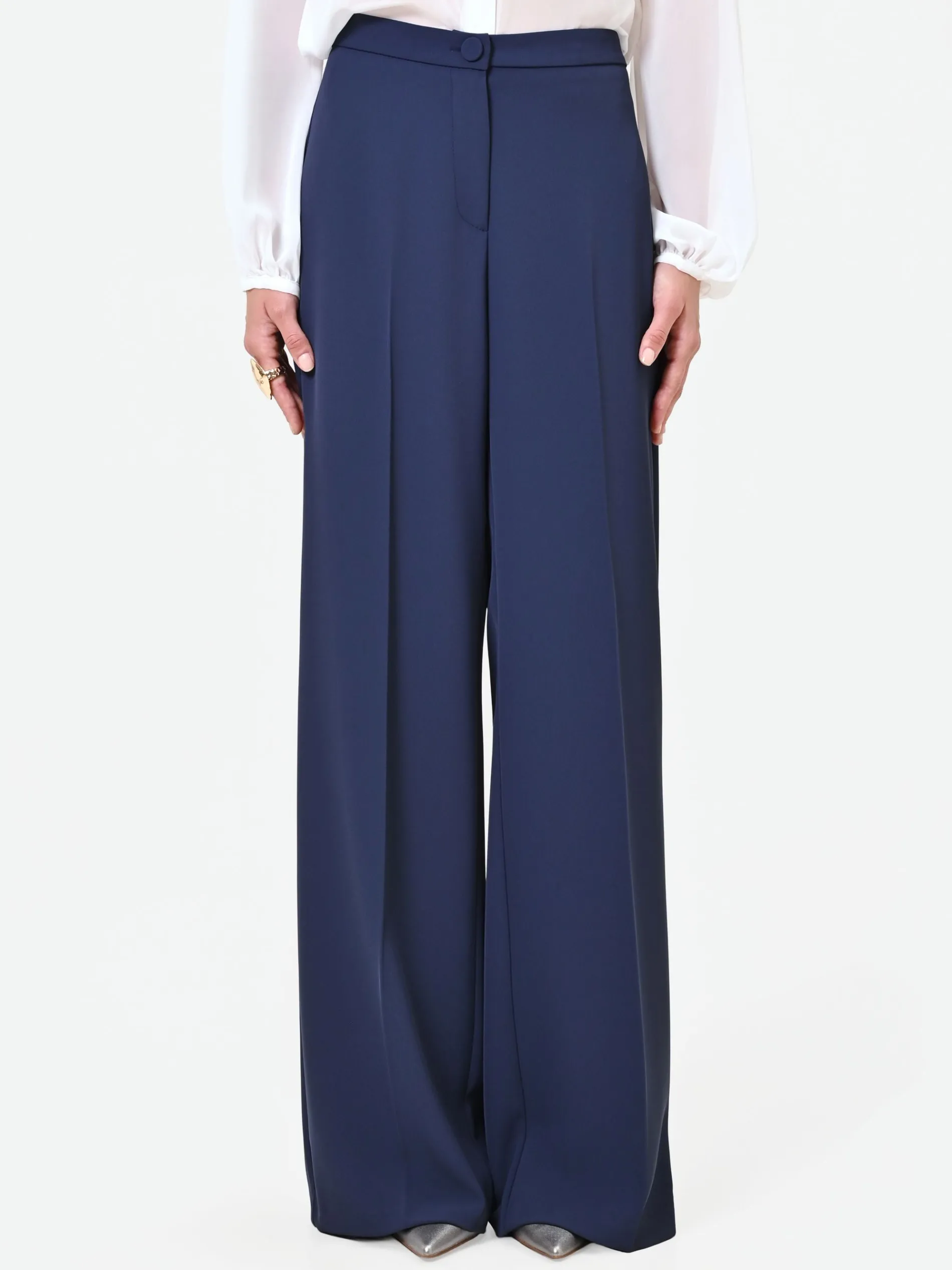 PANTALONE A PALAZZO BLU NAVY DALLA LINEA FLUIDA