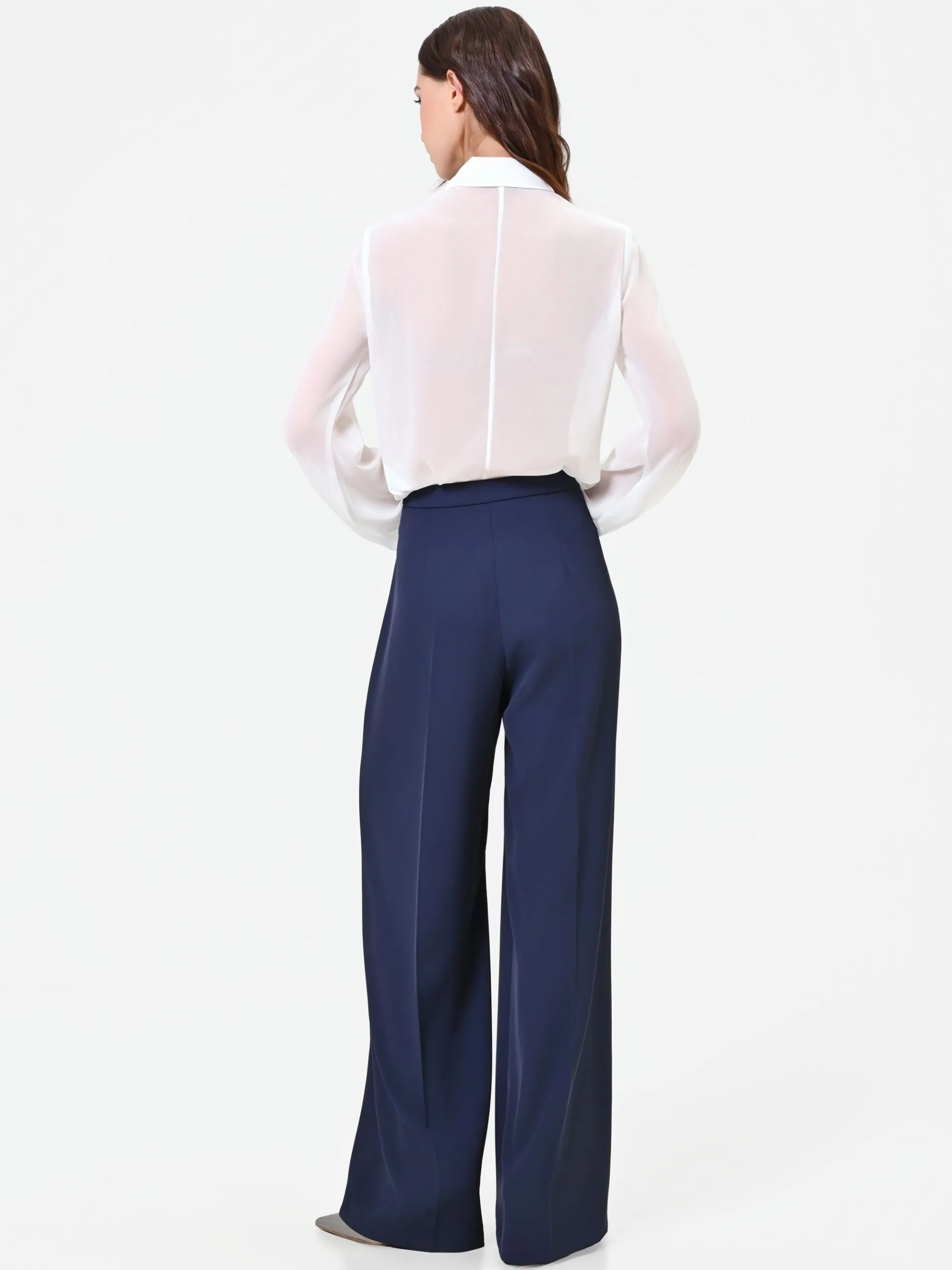 PANTALONE A PALAZZO BLU NAVY DALLA LINEA FLUIDA