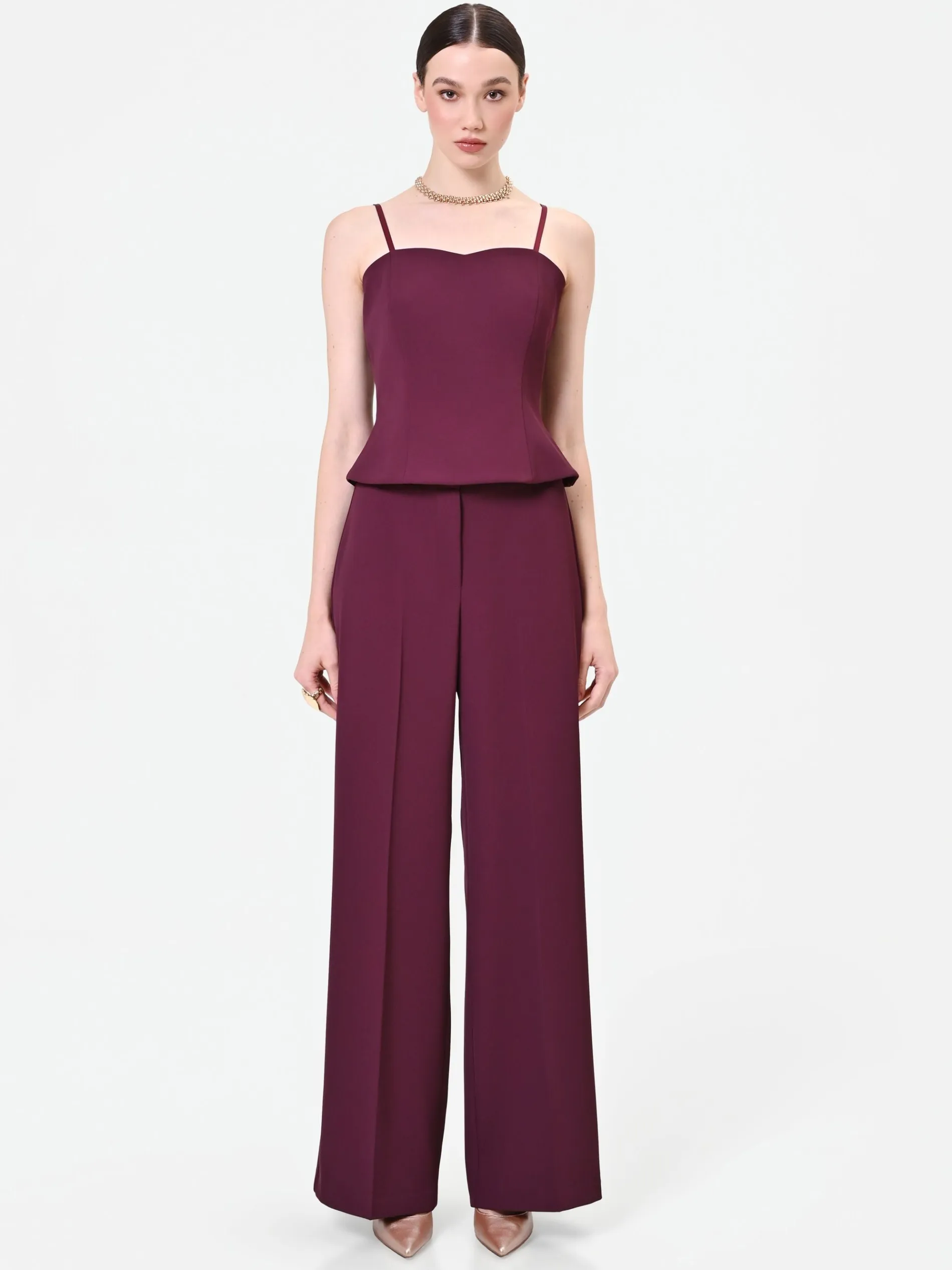 PANTALONE A PALAZZO BORDEAUX DALLA LINEA FLUIDA