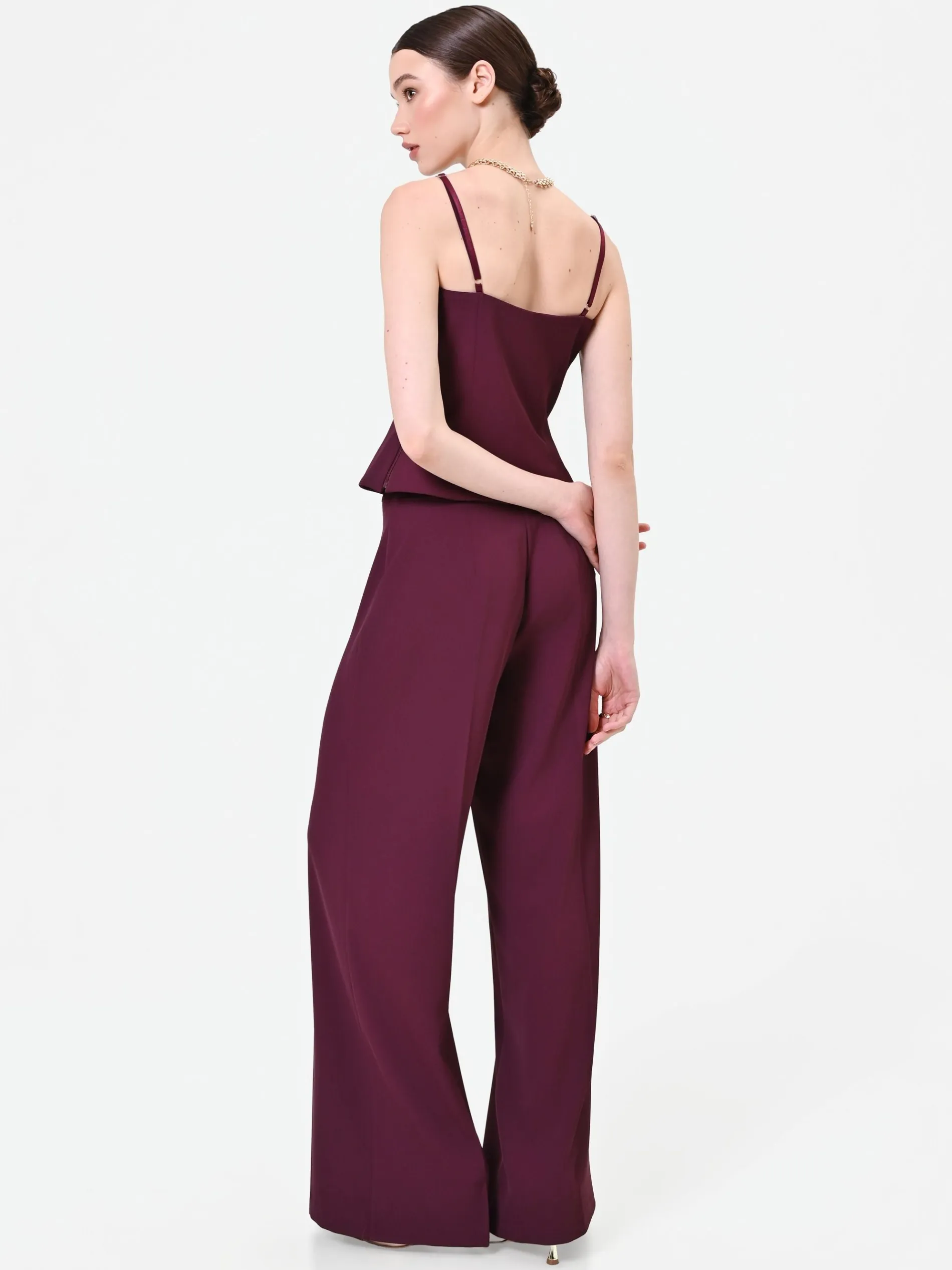 PANTALONE A PALAZZO BORDEAUX DALLA LINEA FLUIDA