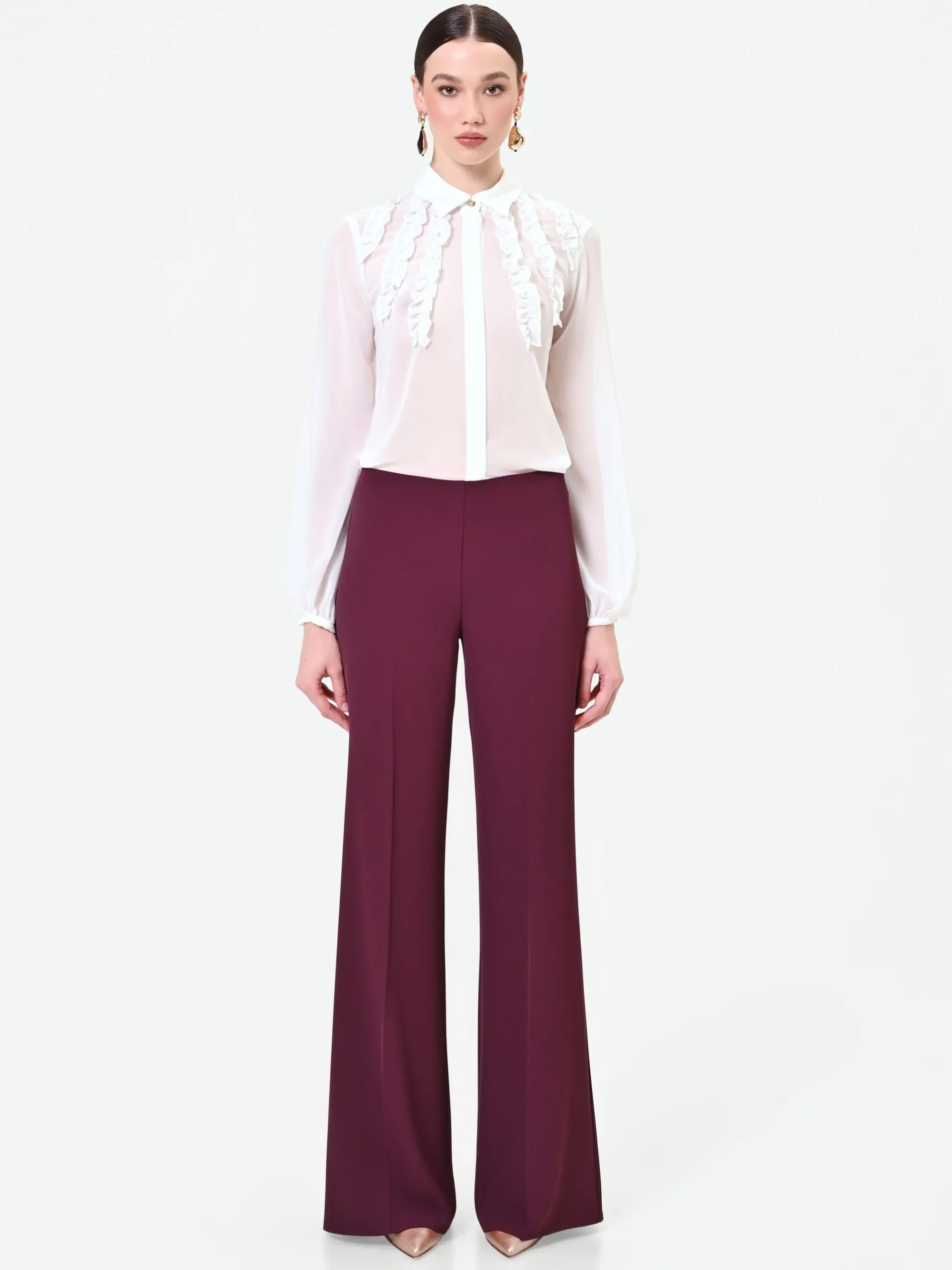PANTALONE A PALAZZO BORDEAUX