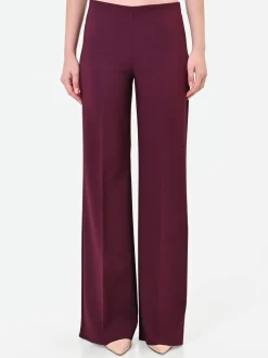 PANTALONE A PALAZZO BORDEAUX ROSSO CON PIEGA STIRATA
