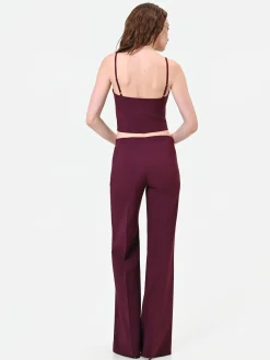 PANTALONE A PALAZZO BORDEAUX ROSSO CON PIEGA STIRATA