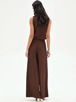 PANTALONE A PALAZZO CIOCCOLATO A VITA ALTA