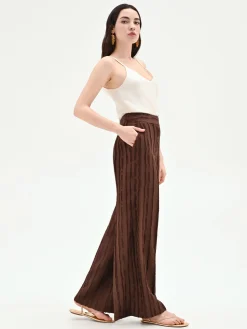 PANTALONE A PALAZZO CIOCCOLATO IN JACQUARD
