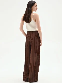 PANTALONE A PALAZZO CIOCCOLATO IN JACQUARD