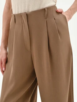 PANTALONE A PALAZZO FANGO MARRONE IN CADI