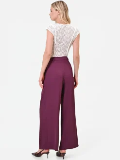 PANTALONE A PALAZZO FLUIDO BORDEAUX ROSSO