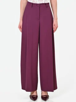 PANTALONE A PALAZZO FLUIDO BORDEAUX ROSSO