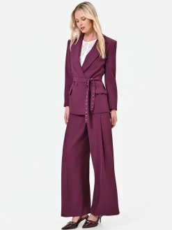PANTALONE A PALAZZO FLUIDO BORDEAUX ROSSO