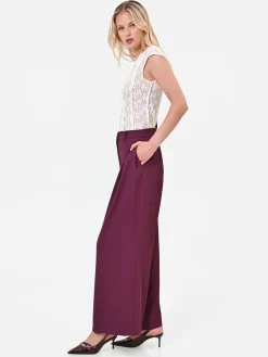 PANTALONE A PALAZZO FLUIDO BORDEAUX ROSSO