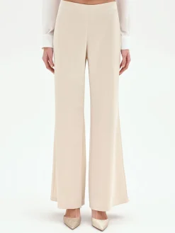 PANTALONE A PALAZZO IN RASO BEIGE CHIARO