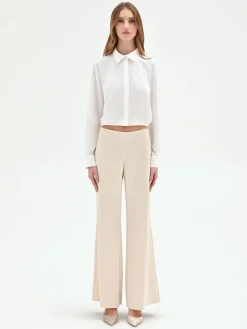 PANTALONE A PALAZZO IN RASO BEIGE CHIARO
