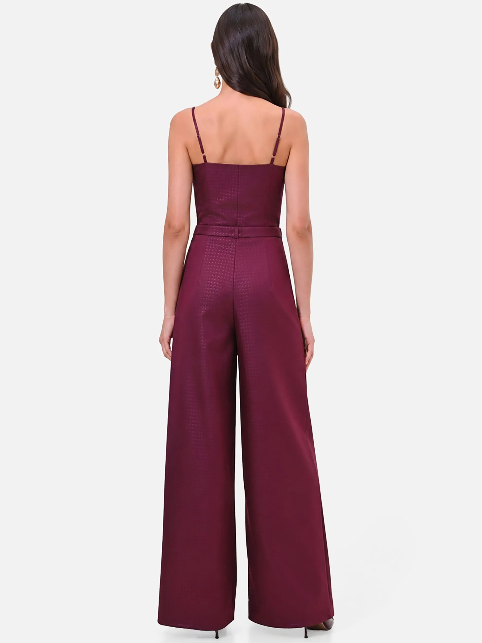 PANTALONE A PALAZZO IN RASO BORDEAUX ROSSO