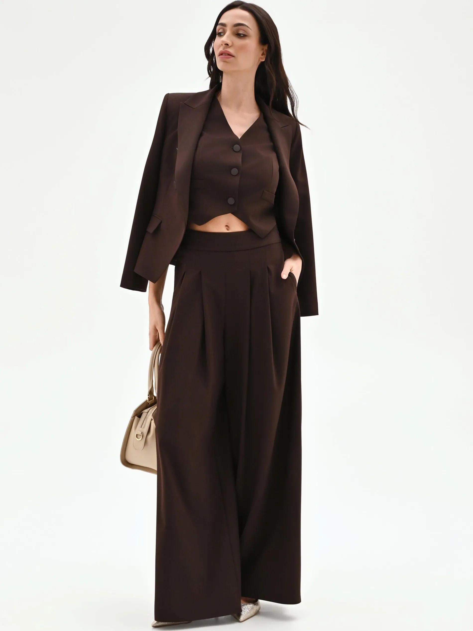 PANTALONE A PALAZZO MORO MARRONE