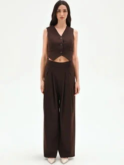 PANTALONE A PALAZZO MORO MARRONE