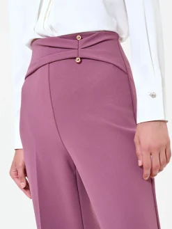 PANTALONE A PALAZZO ROSA ANTICO IN SCUBA CREPE