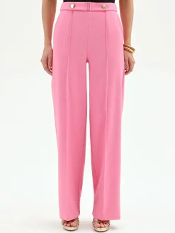 PANTALONE A PALAZZO ROSA CON CINTURA GIOIELLO