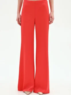 PANTALONE A PALAZZO ROSSO FRAGOLA IN RASO
