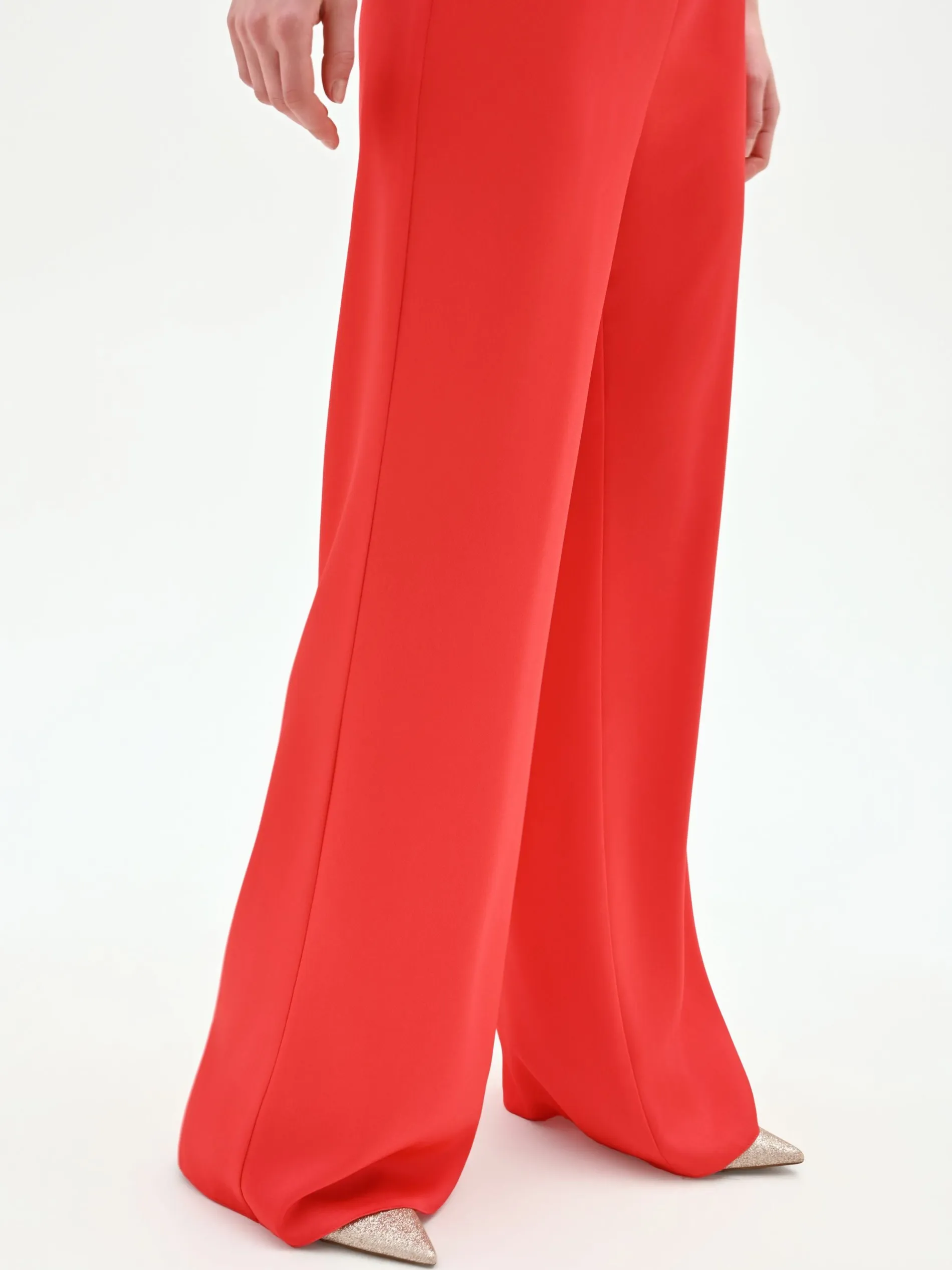 PANTALONE A PALAZZO ROSSO FRAGOLA IN RASO