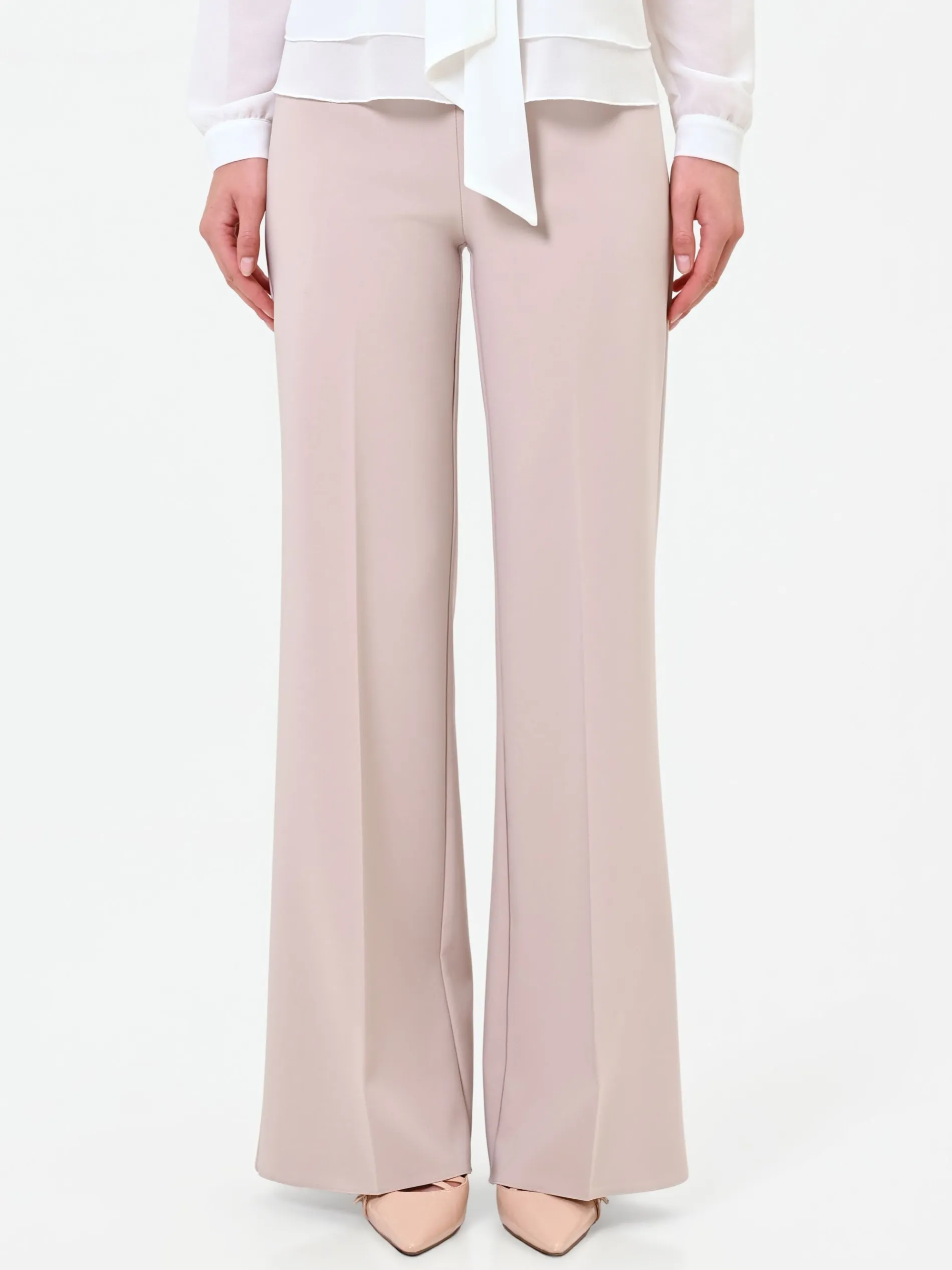 PANTALONE A PALAZZO TORTORA BEIGE A VITA ALTA
