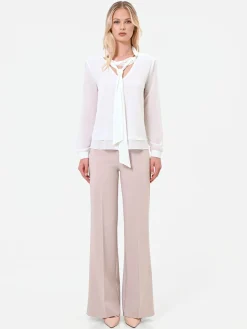 PANTALONE A PALAZZO TORTORA BEIGE A VITA ALTA