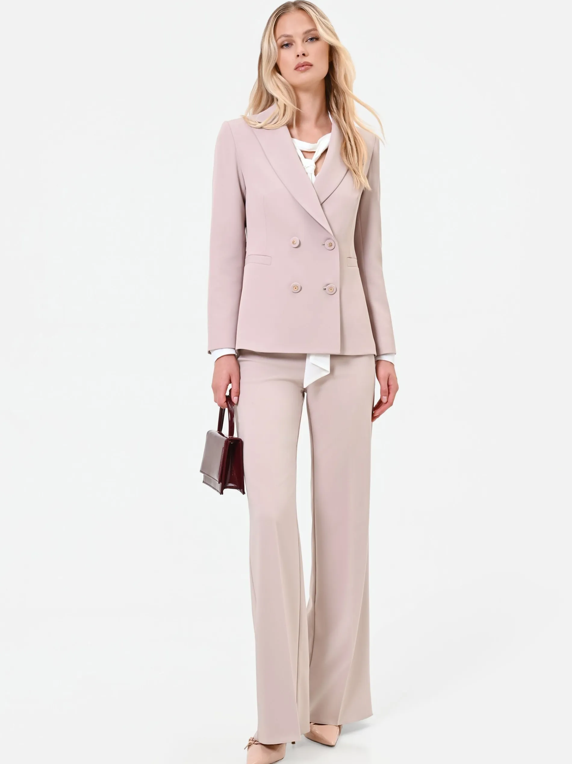 PANTALONE A PALAZZO TORTORA BEIGE A VITA ALTA