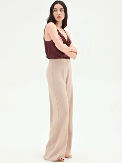 PANTALONE A PALAZZO TORTORA BEIGE IN VISCOSA