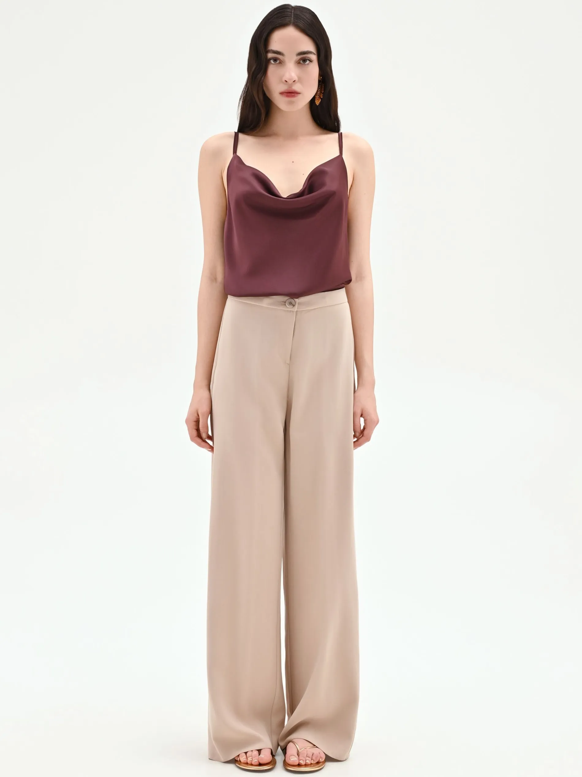 PANTALONE A PALAZZO TORTORA BEIGE IN VISCOSA