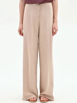 PANTALONE A PALAZZO TORTORA BEIGE IN VISCOSA