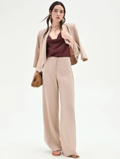 PANTALONE A PALAZZO TORTORA BEIGE IN VISCOSA
