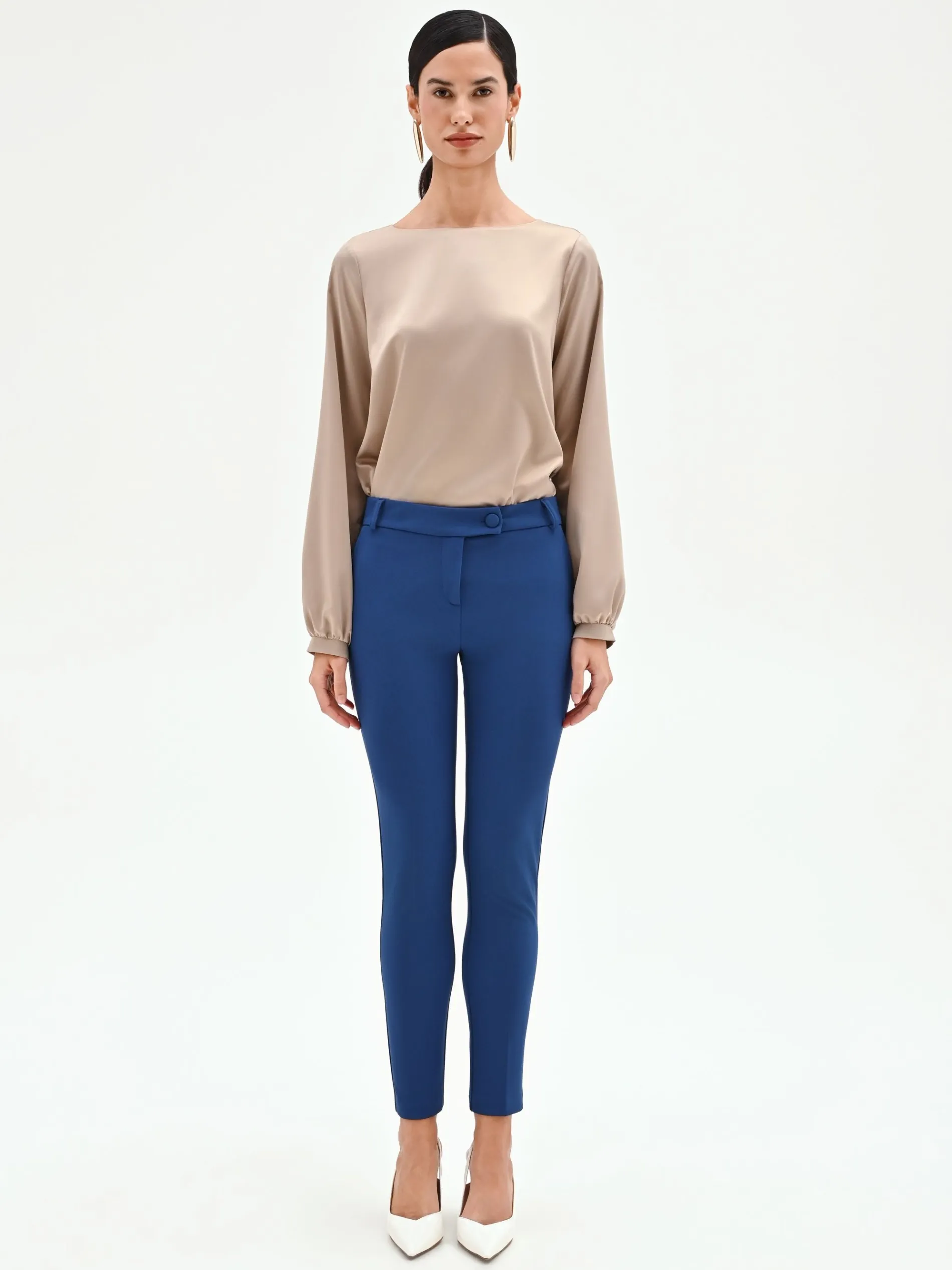 PANTALONE A SIGARETTA BLU BRILLANTE