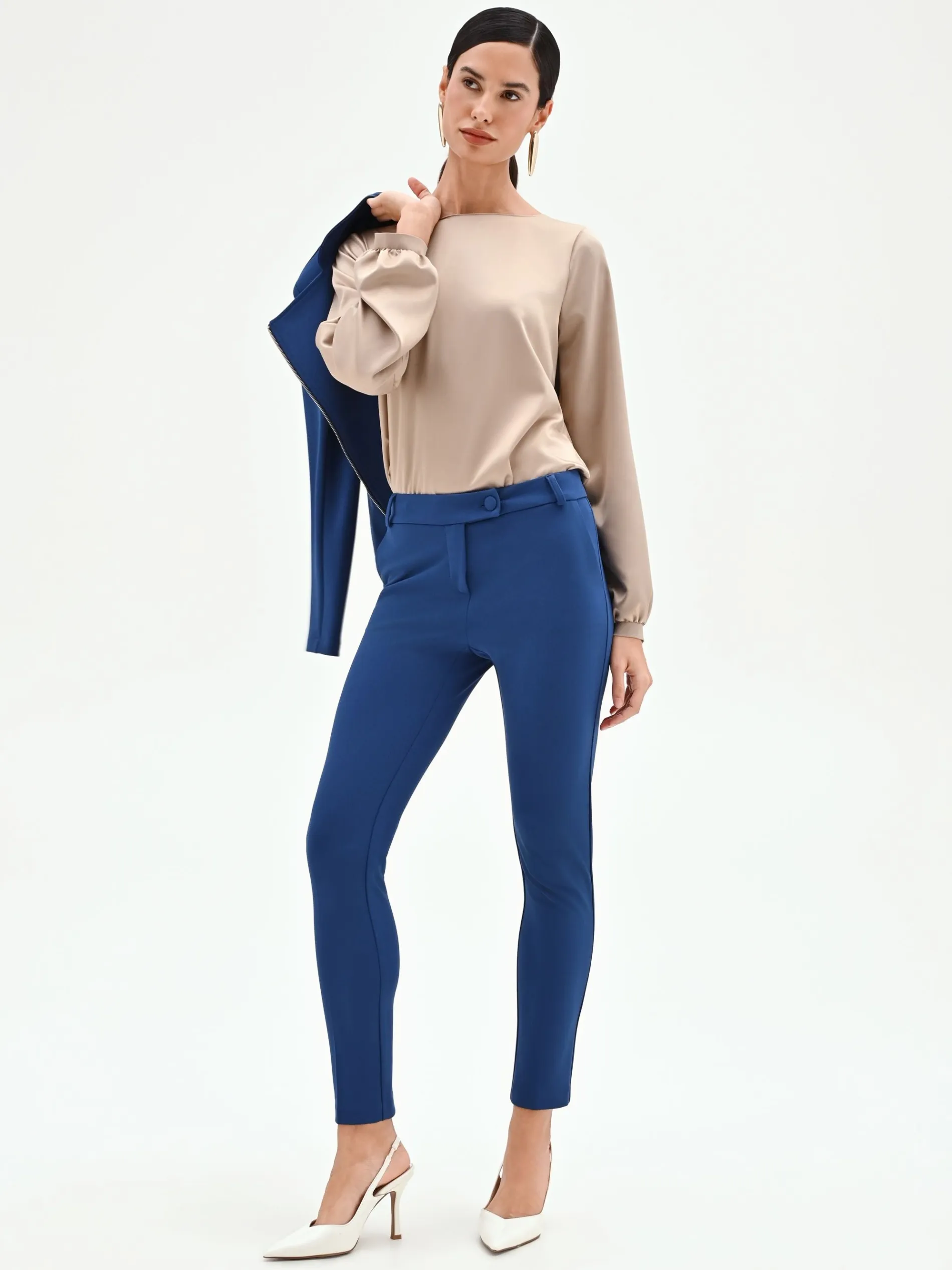 PANTALONE A SIGARETTA BLU BRILLANTE