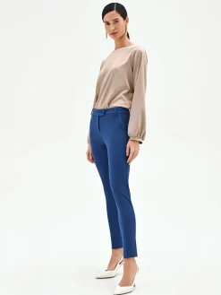 PANTALONE A SIGARETTA BLU BRILLANTE