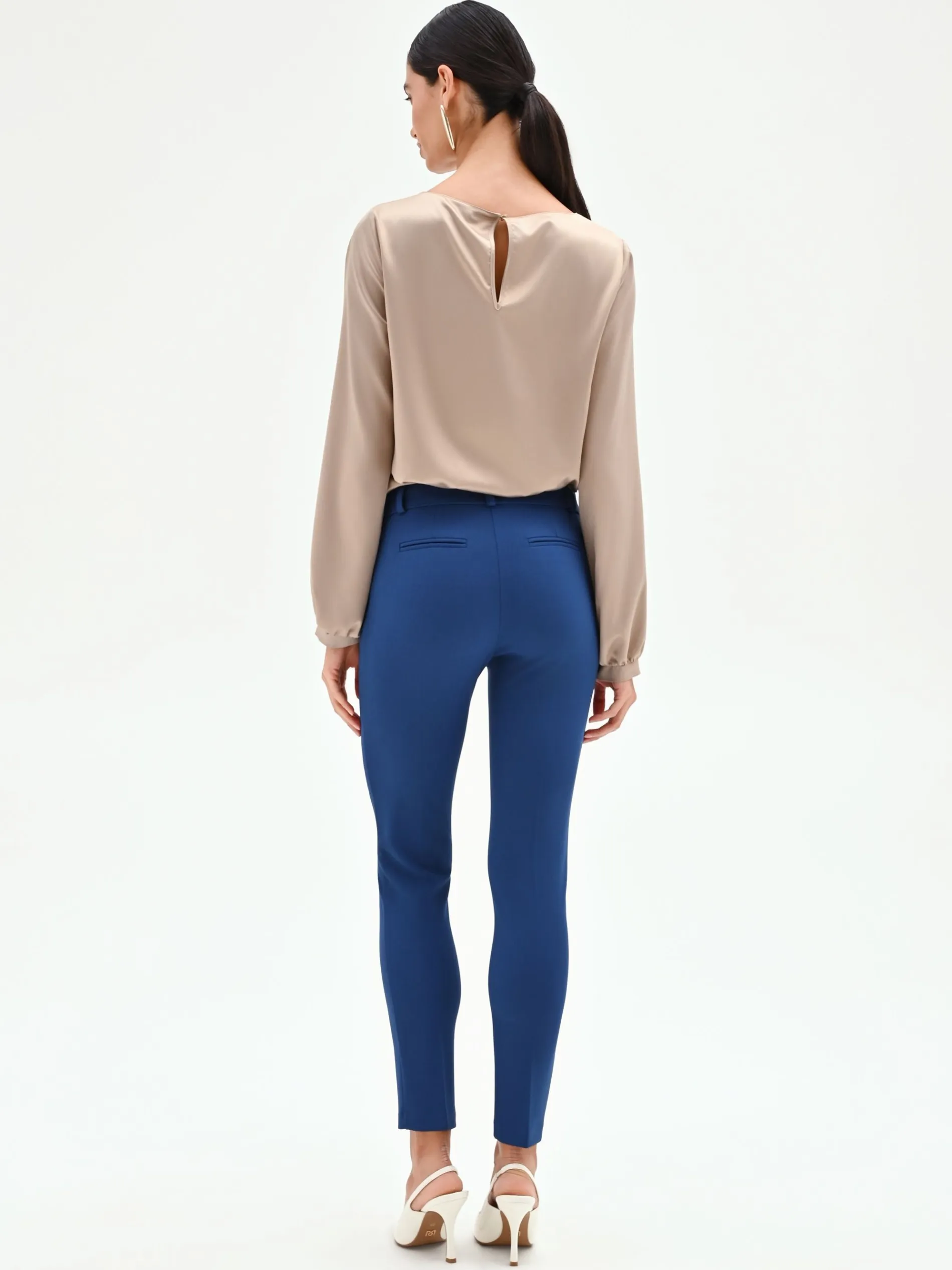 PANTALONE A SIGARETTA BLU BRILLANTE