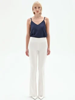 PANTALONE A ZAMPA BIANCO IN TESSUTO TECNICO